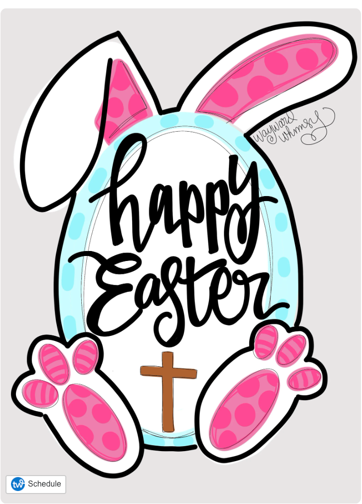 Happy Easter Bunny Egg with Cross Door Hanger!