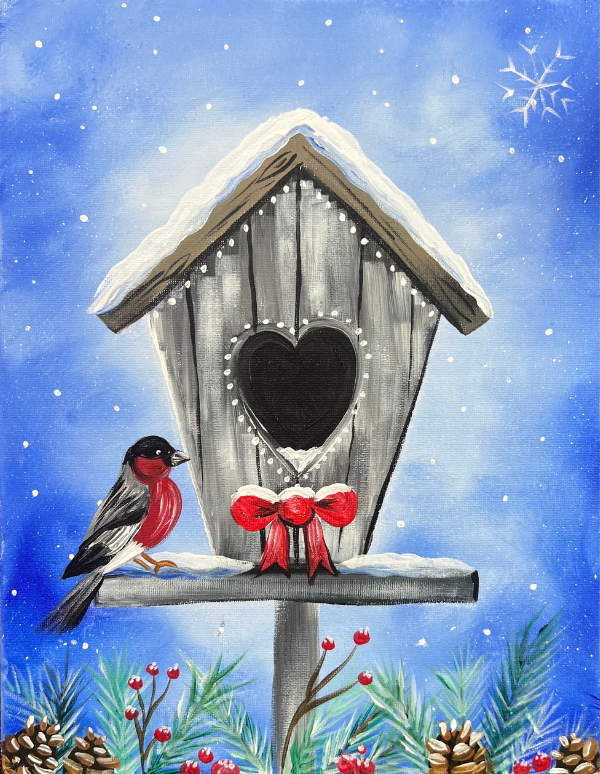 Winter Birdhouse Canvas